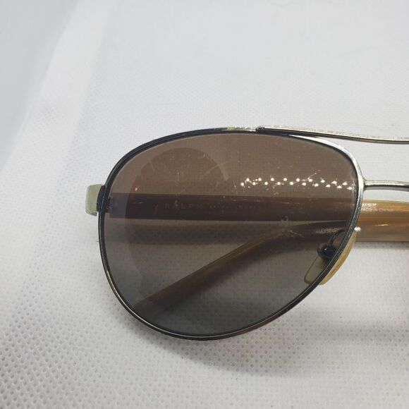 Ralph Lauren Polarized Silver & Tan Aviator Sunglasses - Picture 5 of 16